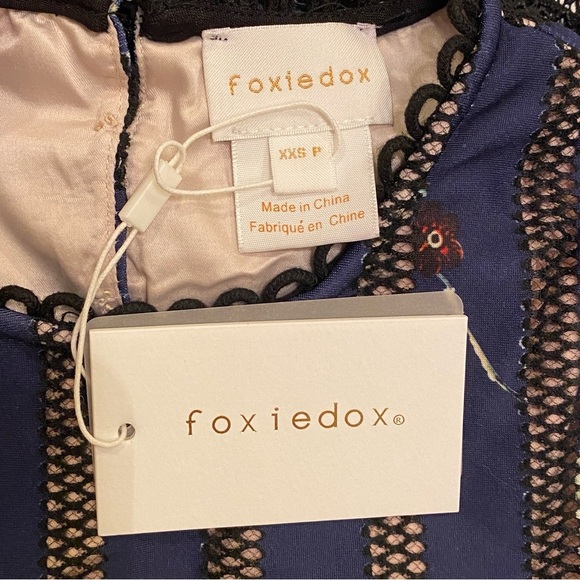 foxiedox Dress Womens Large Blue Bryonia Mini Floral Print Cap Sleeve Lace Party - Picture 9 of 16